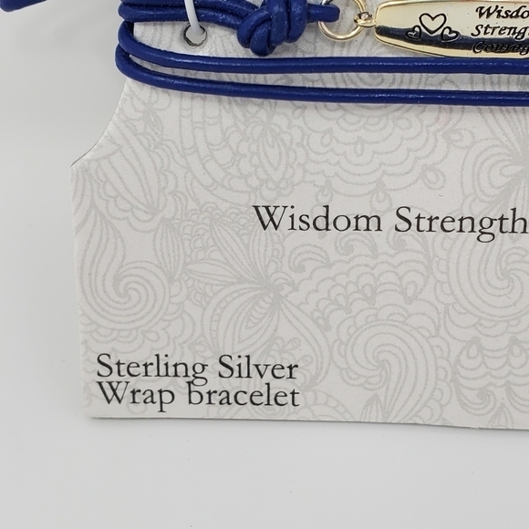 NWT STERLING SILVER BLUE WRAP BRACELET ALL WRAPPED UP WISDOM STRENGTH COURAGE - Picture 4 of 9
